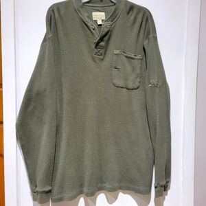 Cabelas Olive Long Sleeve Henley Shirt